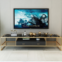 Nordic light luxury Marble TV cabinet Living room household modern simple Wrought iron small household cabinet Storage TV cabinet
