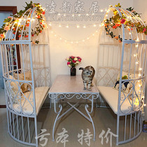 Wrought iron super large birdcage outdoor hotel giant restaurant Birdcage card seat cafe decoration large bird cage seat