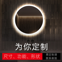  Frameless LED bathroom mirror touch defogging round mirror Bathroom wall-mounted makeup dressing mirror Full-length mirror mirror can be customized