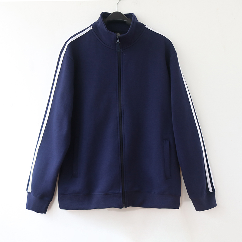 Original Bf Style 2025 Navy Blue Couple's Unisex Three-Stripe Casual Sports Stand-Up Collar Sweatshirt Jacket Trendy Top
