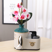 Creative light luxury tissue box multifunctional living room desktop coffee table remote control storage box flower arrangement roll drawing paper box ornaments