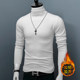 Plush mid-high collar cashmere sweater for men, autumn and winter solid color slim-fit pullover sweater, Korean style warm base knitwear