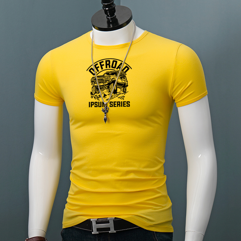 Round Neck Short-Sleeved T-Shirt for Men, Summer Cotton Slim-Fit Printed Large Size Half-Sleeved Youth Breathable Versatile Top Round Neck Short-Sleeved T-Shirt for Men, Summer Cotton Slim-Fit Printed Large Size Half-Sleeved Youth Breathable Versatile Top