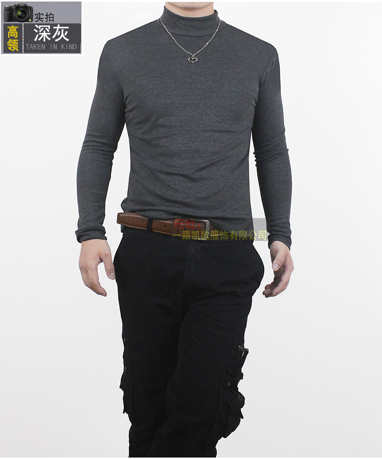 Áo thun nam size lớn mùa thu dài tay áo thun nửa cổ cao bằng vải cotton đáy quần Slim phần dày ở cổ áo bên trong quần áo áo thun tay lỡ nam