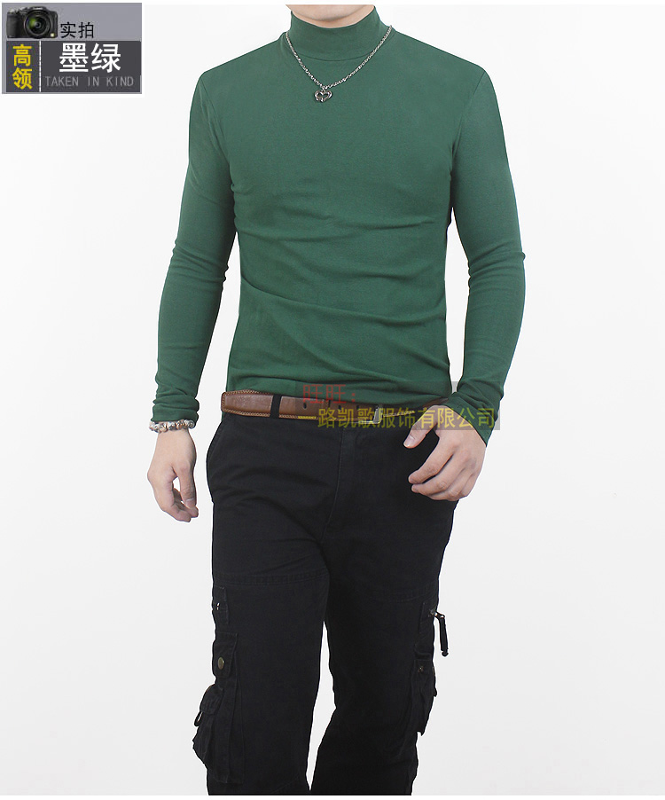 Áo thun nam size lớn mùa thu dài tay áo thun nửa cổ cao bằng vải cotton đáy quần Slim phần dày ở cổ áo bên trong quần áo áo thun tay lỡ nam
