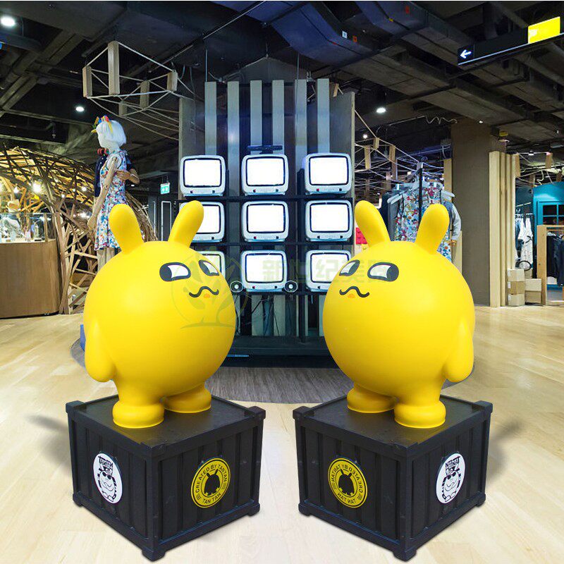 Personality Creative Cartoon Beauty Chen Customized Bullet car GRP sculptures Pop-up Rabbit Outdoor Commercial Pendulum decoration