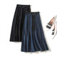 Gold buckle decorated pleated skirt, high waist, large swing umbrella skirt, autumn and winter new wool navy blue clip-on versatile skirt