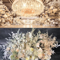 Wedding row flower flower row high-end flower row No. 1 grass flower row T platform flower road guide Flower Wedding Hall finished flower art banquet hall