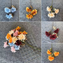 Three Dahlia simulation flower wedding flower material with flower silk flower wedding hall soft decoration decoration fake flower