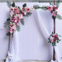 New wedding props Mori wooden pile door arch wooden flower door custom arch wedding decoration ornaments happy door