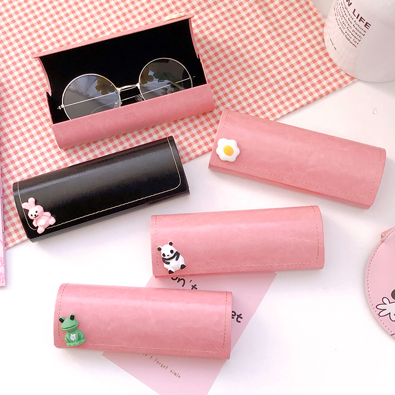Glasses Case Female small cherry girl can fold the portable creative Ins cartoon Han Primary School Fresh students eye box tide
