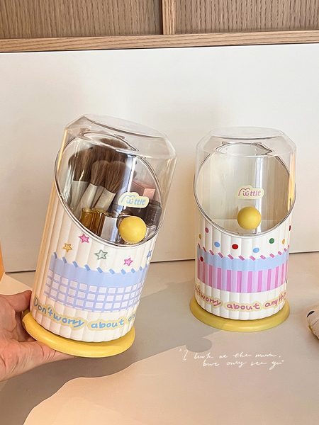 Makeup Brush Storage Tube Compartment Desktop Pen Holder Dustproof Dressing Table Cosmetic Storage Box Lipstick Eye Shadow Storage Rack