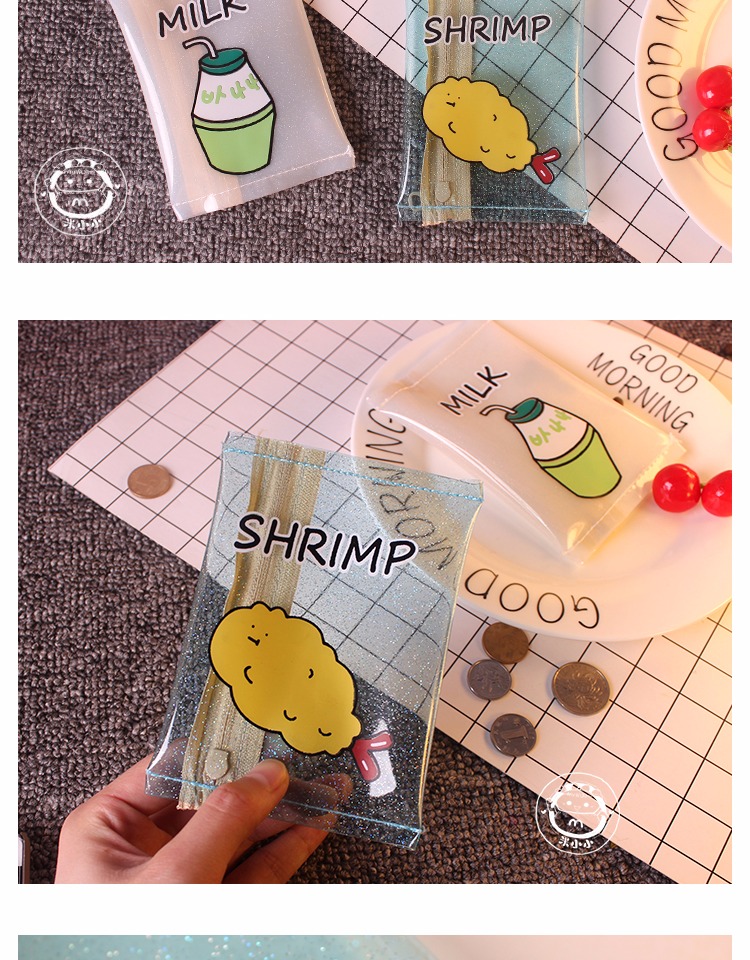Hàn Quốc sáng tạo dễ thương phim hoạt hình vui vẻ ví tiền trong suốt túi snack túi ly hợp túi mini túi đơn giản ví dài nữ