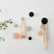 Nordic solid wood hook large round Wall Wall Wall creative living room decoration wooden hook drawer cabinet handle