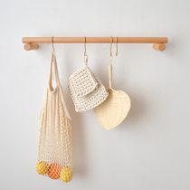 Nordic solid wood bathroom toilet towel rack free wall hanging single pole kindergarten simple creative Japanese hanging rod