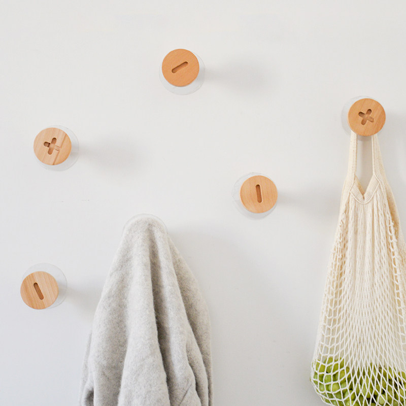 Creative add-cut solid wood hook wall wall hanging into door wall into the door wall hanging clothehook bedroom hook hook