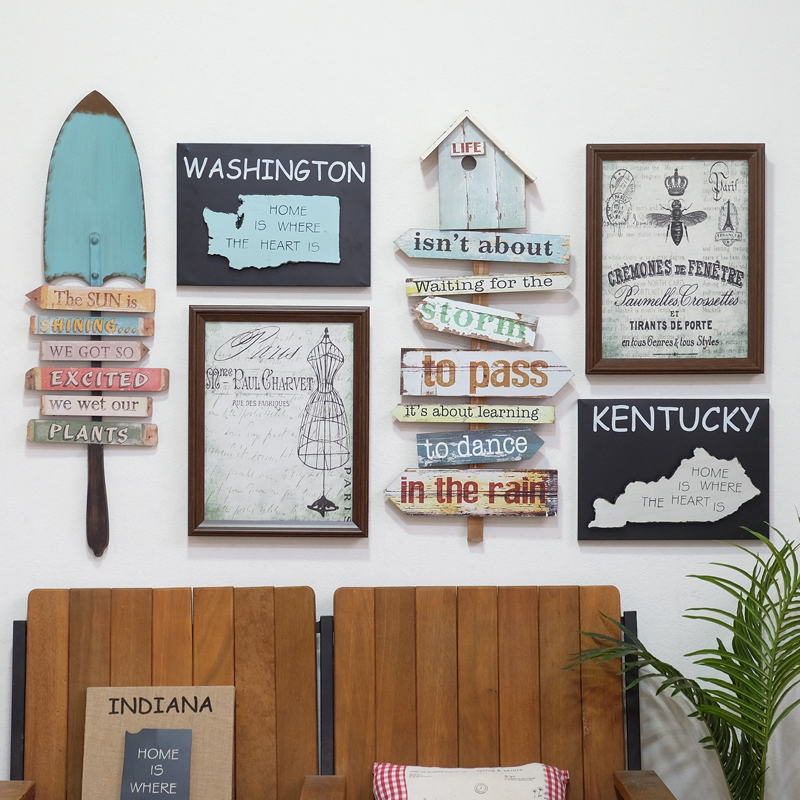 American Countryside Retro Wall Decoration Iron Art Doing Old Wall-mounted Wall Decoration Dining Room Bedroom Balcony Adornment Decoration Painting