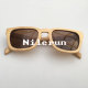 Small fresh and versatile bamboo full-frame sunglasses brown polarized lens square bamboo sunglasses