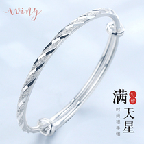 Winy starry silver bracelet female 9999 foot silver bracelet solid push pull silver jewelry for girlfriend birthday gift