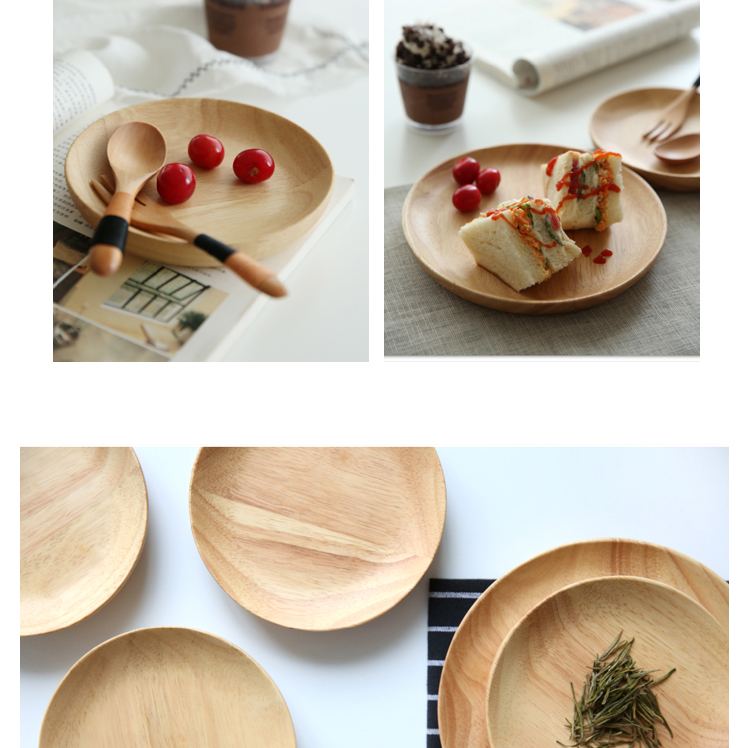 Đĩa gỗ tròn kiểu Nhật, khay gỗ, khay ăn nhẹ, món tây, đĩa sushi, snack, đĩa trái cây, khay trà - Tấm khay để ấm chén