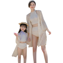 ins parent-child mother-daughter swimsuit Korean style small breast push-up conservative split three-piece set underwire fairy style swimsuit