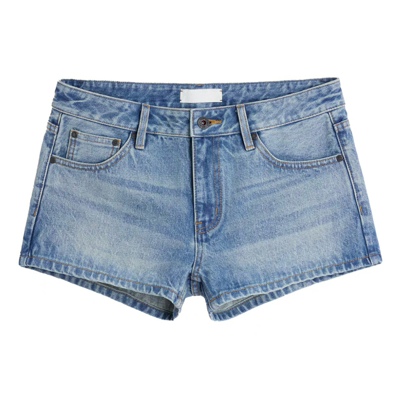 Alright Restore 1142L Classic All-Cotton Vintage Distressed Washed Versatile Denim Low-Rise Straight Shorts