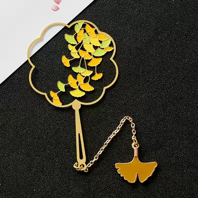 Ginkgo fan Classical Chinese style metal bookmarks creative hipster students female style cultural and creative stationery gifts