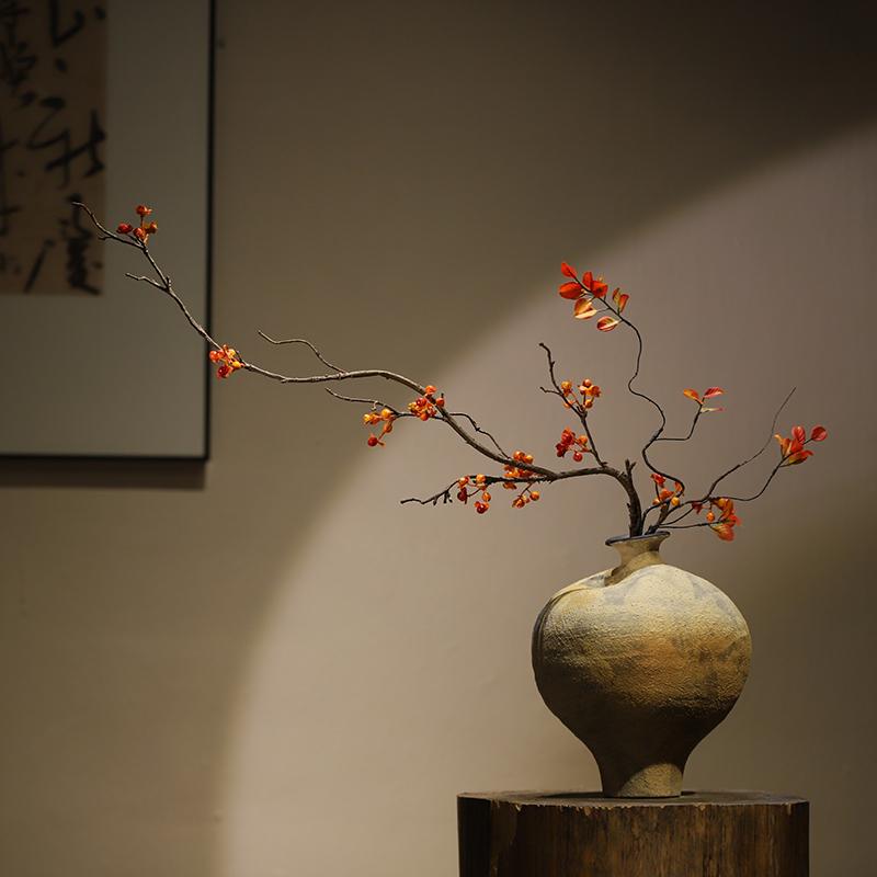 Wabi-Sabi Style Floral Art, Simple Ceramic Vase, Zen-Inspired Ornament, New Chinese-Style Song Dynasty Aesthetics, Coarse Pottery, Japanese-Style Tea Room