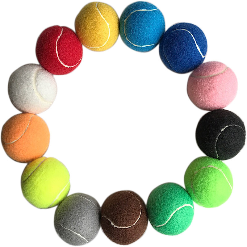 Buy 6 or More  Colorful Tennis Balls: Dark Brown, White, Light Blue, Pink, Red, Dark Green, Orange, Black, Gray