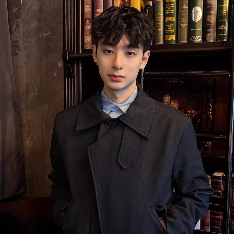 No7Yan American Retro Style Wool Layered Placket Straight Shoulder Cleanfit Stand Collar Short Zipper Jacket Spring
