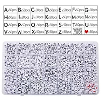 Соответствующий стиль № 24 сетка | Акриловые плоские бусины 4х7 мм, 26 бусин с буквами + сердечко + цифры, 50 бусин в одной рамке, всего около 1400 бусин.
