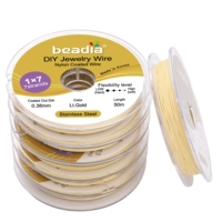 1# светлое золото | Корейская 7-прядная мягкая золотая проволока из нержавеющей стали 304, сохраняющая цвет, толщина 0,38 мм, около 50 метров в рулоне.