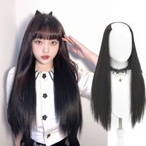 Ai Fei U-shaped half-head wig Female long long medium long black long straight wig piece one piece incognito hair extension natural