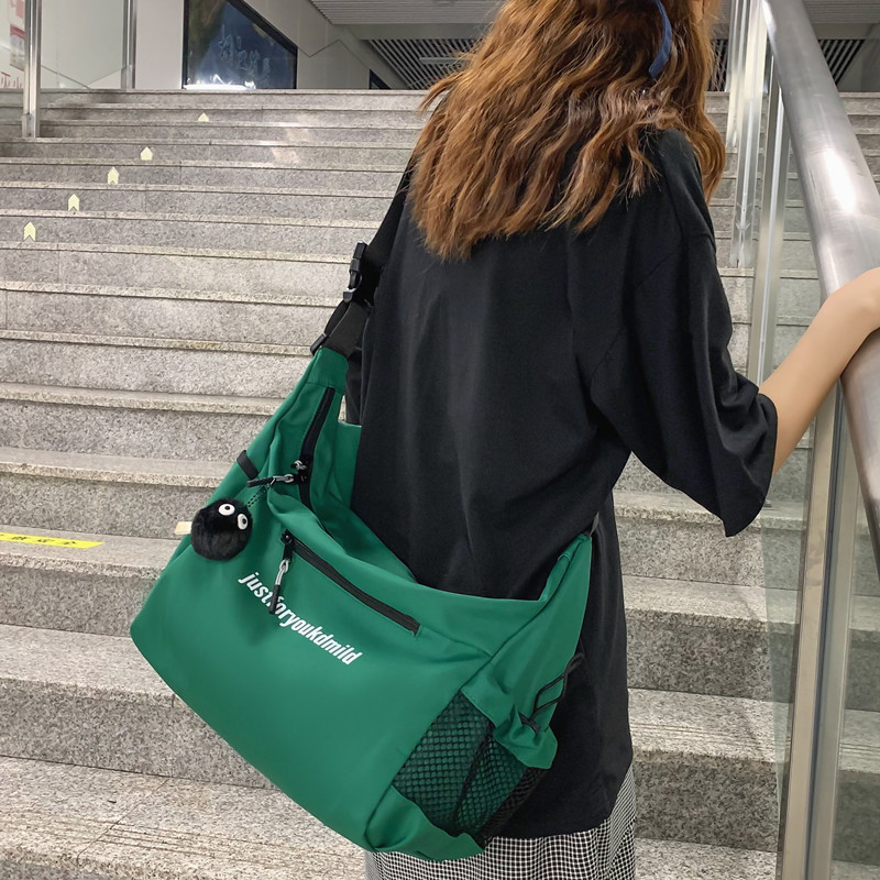 Crossbody Bag for Female College Students, Suitable for Carrying Books to Class, Trendy Shoulder Bag for Men, Canvas Large-Capacity Messenger Bag ins