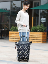 Universal wheel folding grocery shopping cart Portable small pull cart Shopping cart disassembly trolley thickened Oxford spinning grocery shopping bag