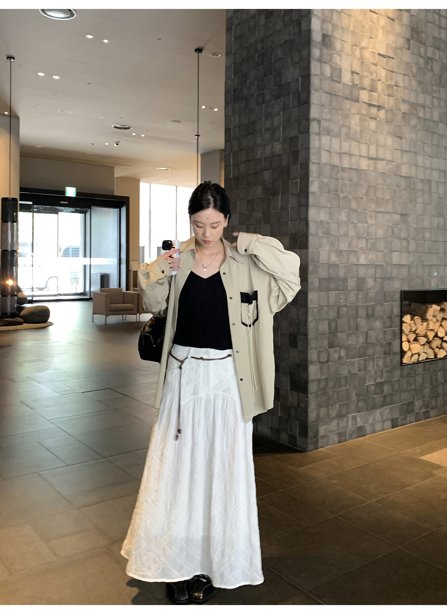 LelyMooch chao好搭 объемная клетчатая белая юбка с вырезным узором средней длины дизайнерская полуюбка