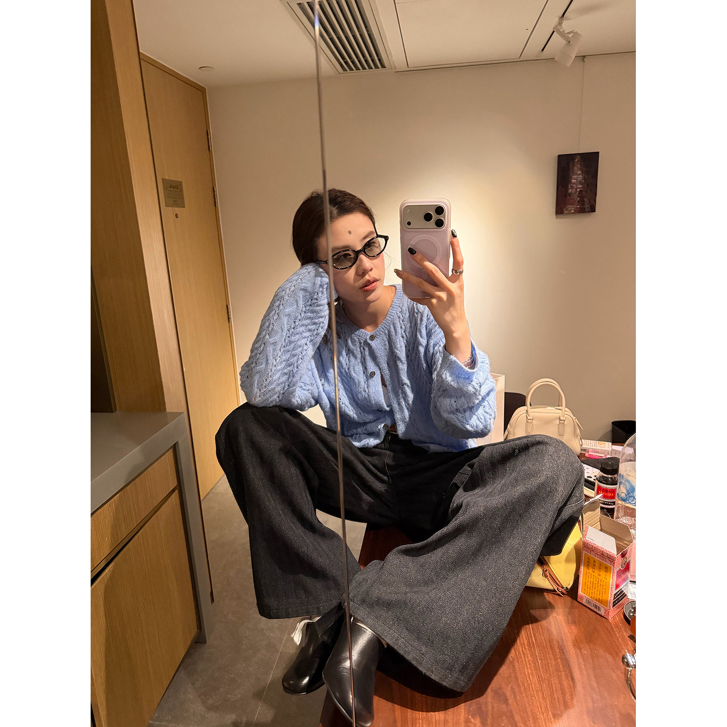 LelyMooch оригинальный дизайн винтажные черно-серые полосатые прямые широкие брюки женские свободные универсальные джинсы