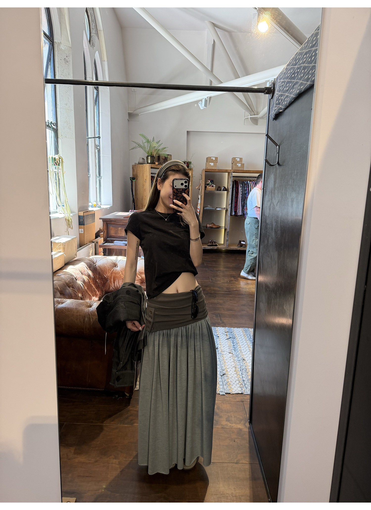 LelyMooch оригинальная дизайнерская юбка-миди с рифленой отделкой и подогнутым краем для женщин