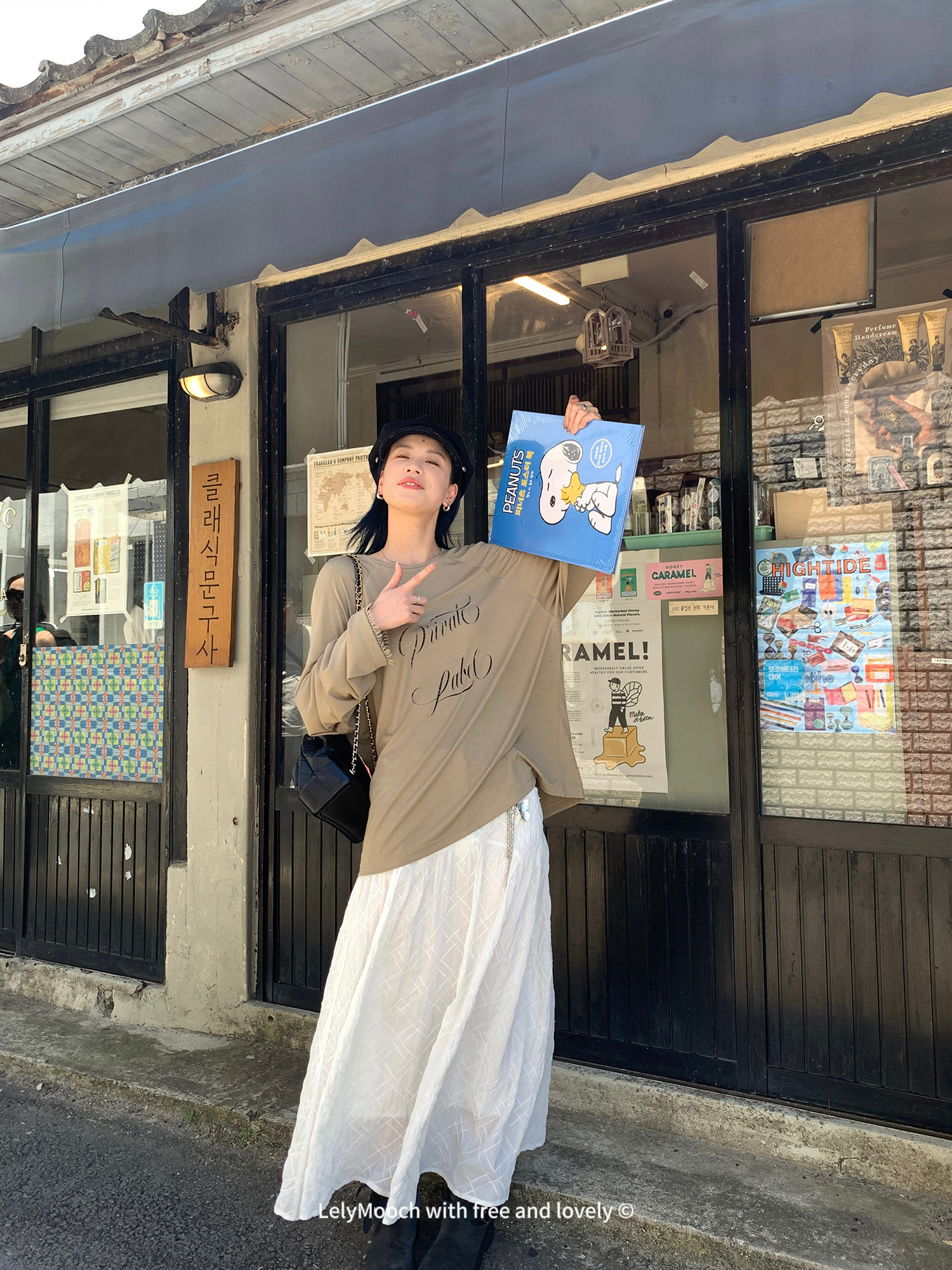 LelyMooch chao好搭 объемная клетчатая белая юбка с вырезным узором средней длины дизайнерская полуюбка