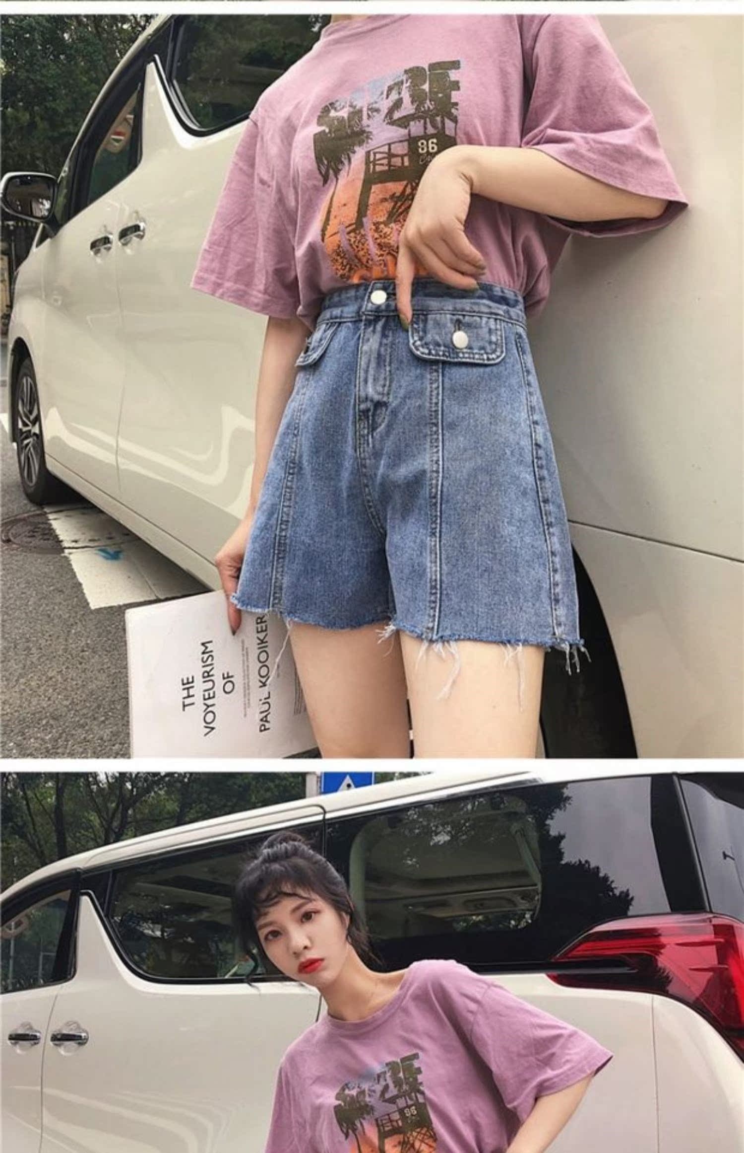 Mùa hè nữ 2019 mới thời trang Hàn Quốc thon thả eo cao Một chiếc quần jeans ống đứng nóng bỏng. - Quần jean quần jean ngố ống rộng
