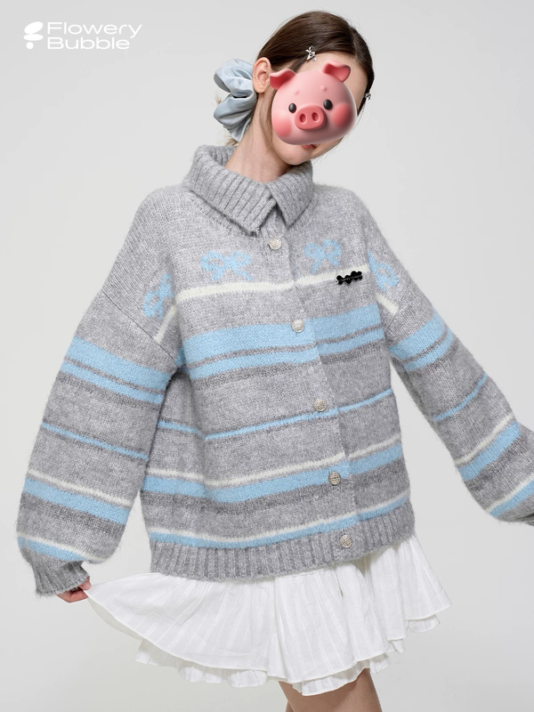 Foam Flower Market "Winter Love Song" New Autumn and Winter Alpaca Knitted Sweater Jacket