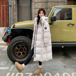 Off-White Over-The-Knee Long down Jacket for Women, 2025 Winter New Style, This Year's Popular High-End 90 White Duck down Coat