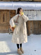 Off-white rhombus long knee-length down jacket for women winter 2025 new style fashionable warm white duck down jacket