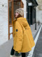 Yellow Workwear Style White Duck down Jacket for Women, Winter 2025 New Korean Design Hooded Warm Parka
