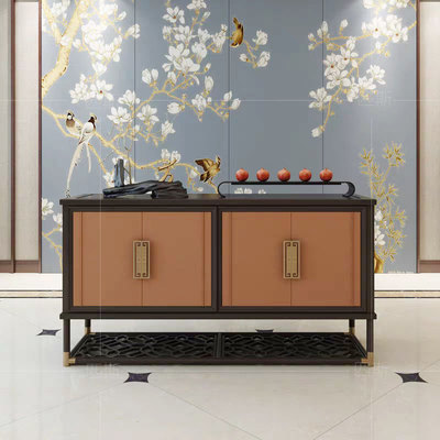 New Chinese style solid wood entrance cabinet Hotel decoration cabinet Shoe cabinet Wine cabinet Dining cabinet Modern simple Nordic light luxury