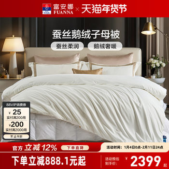 Fuanna Goose down and Mulberry Silk Two-In-One Quilt Core, Thick Winter Quilt, Spring and Autumn Quilt, Air Conditioning Quilt, All-Season Quilt, Mother-Child Quilt