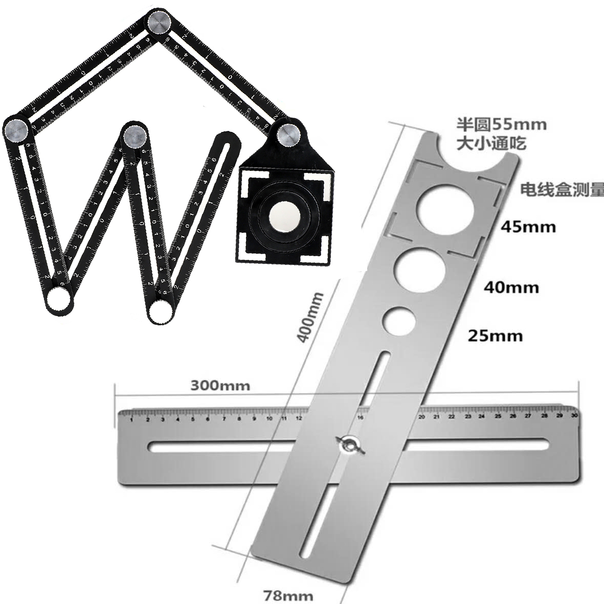 Tile Drilling Locator Universal Six Fold Ruler Multifunction Clay Tile tile Tile God's Stainless Steel Aids
