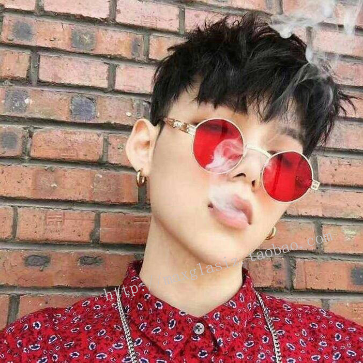 Gd Zhu Xingjie với kính đường phố chụp kính tròn gọng kính râm kim loại retro steampunk máy bay hip hop giá kính cận