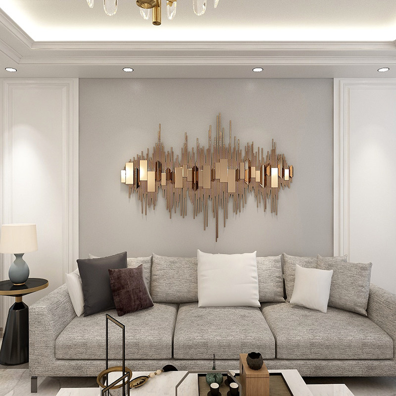Modern light luxury three-dimensional iron wall decoration living room sofa background wall decoration dining room model room office pendant