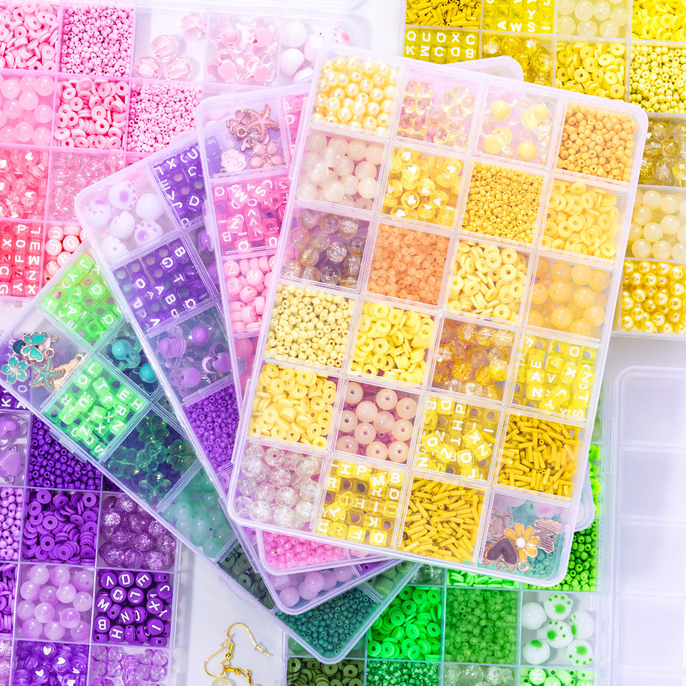 🎨手工创意达人必备 | Clay Beads Diy Jewelry Kit Letter Bead DIY Bracelet 🌟-手工串珠 ...